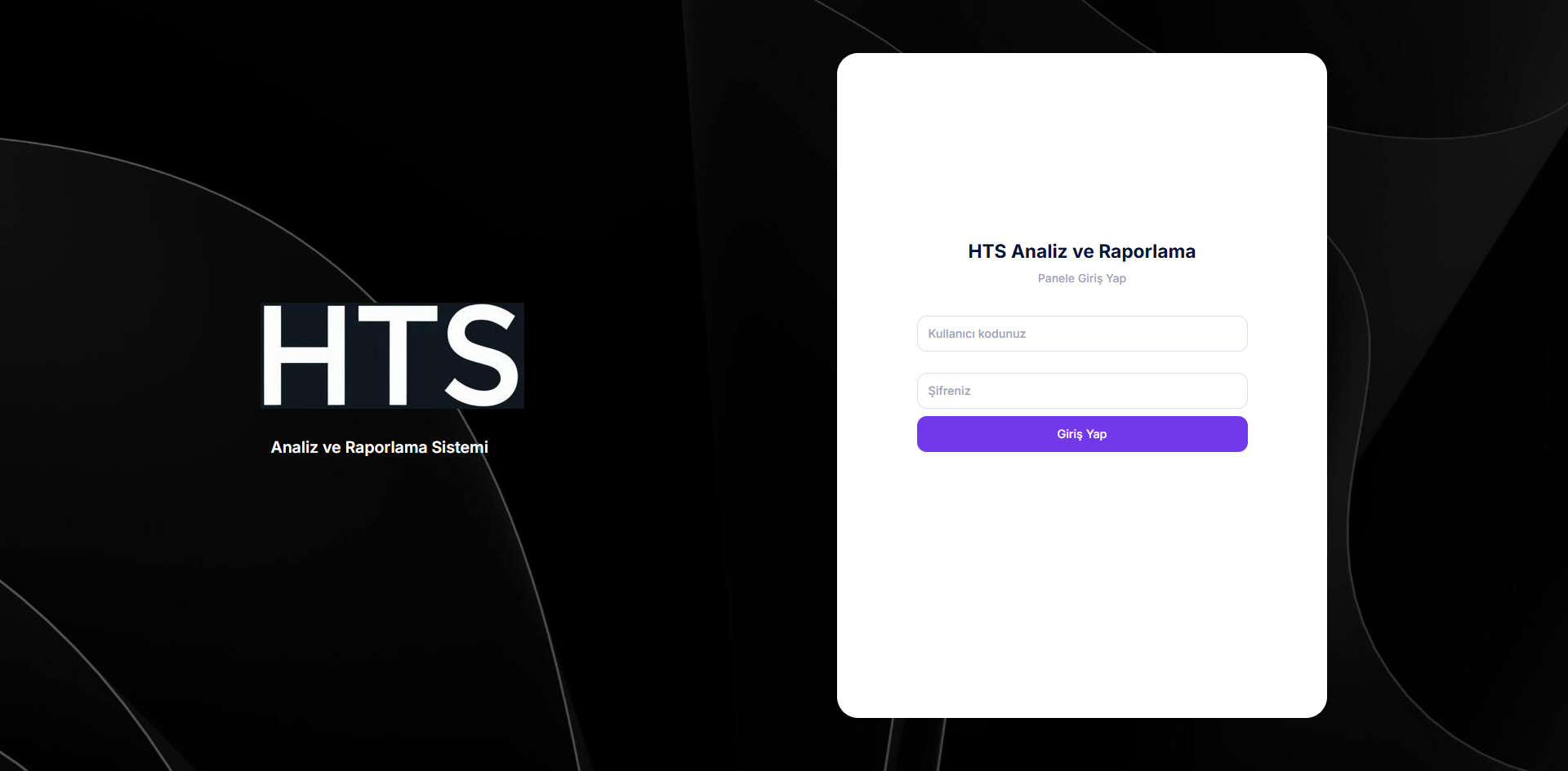 HTS Raporlama Login Ekranı